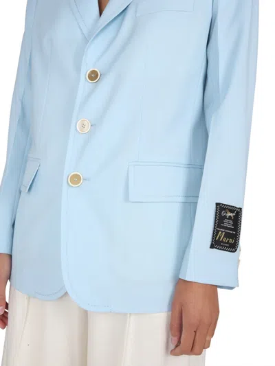 Marni Single-breasted Blazer Jacket In Blue