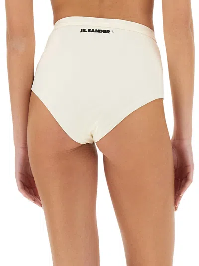 Jil Sander Contrast-logo Bikini Bottom In Neutral
