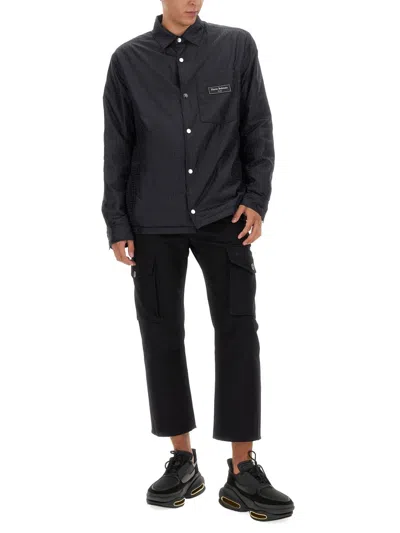 Balmain Padded Nylon Shirt With Buttoned Cuffs In Black