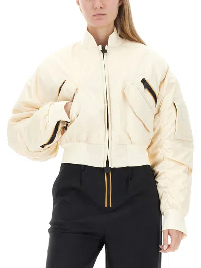 K-way Loncrop Thermo Shiny Twill Jackets Short Woman In Gray