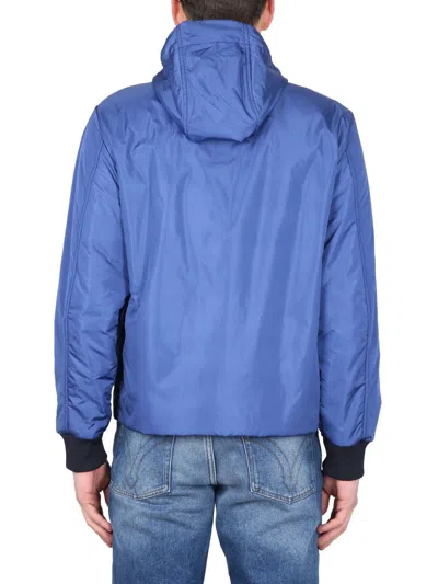 Fay Blue Bomber Jacket With Zipper Closure In Blue