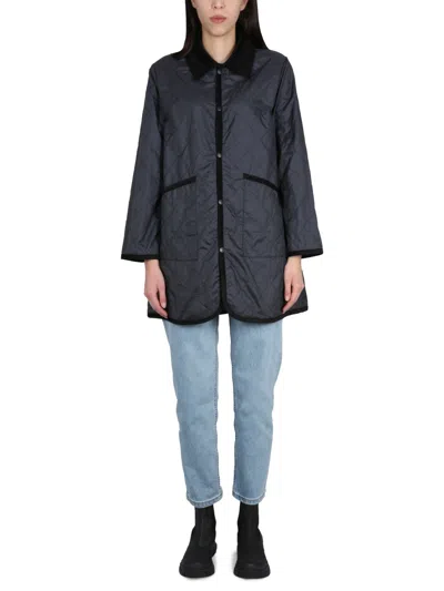 Lavenham Nylon With Velvet Contrast Collar Jacket In Black
