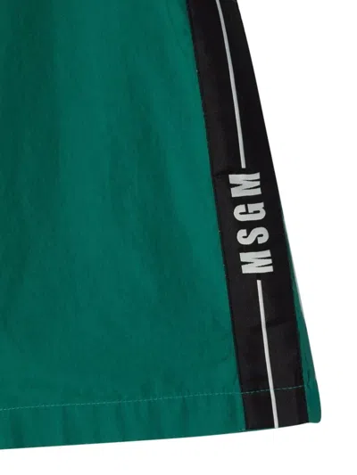 Msgm Cotton Bermuda In Green