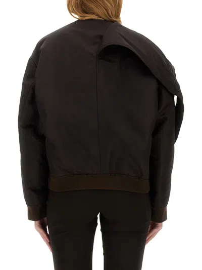 Courrèges Courreges Bow Neck Bomber Jacket In Brown