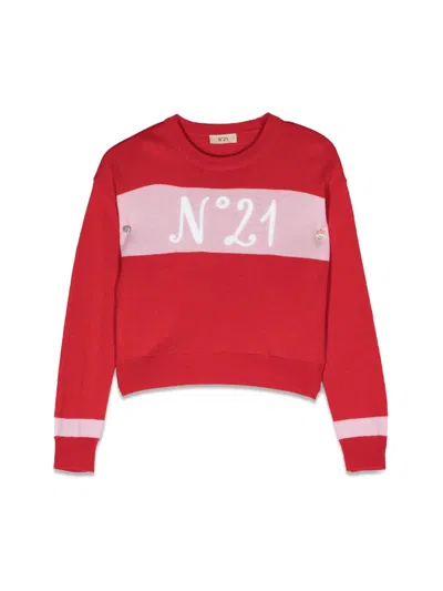 N°21 Logo Crew Neck Pullover In Red