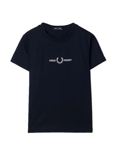 Fred Perry Embroidered T-shirt In Blue