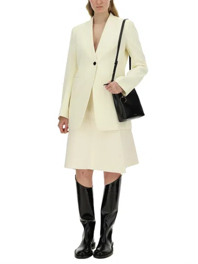 Jil Sander V-neck Jacket With Concealed Closure In Yellow