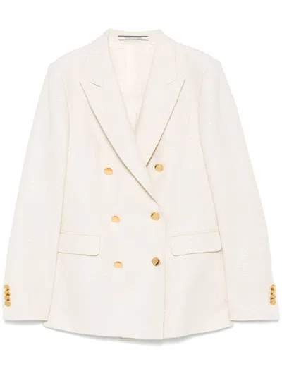 Tagliatore Cotton Blend Double-breasted Jacket In White