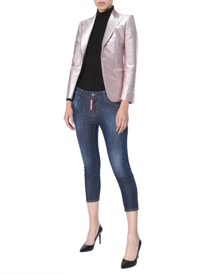 Dsquared2 Dsquared Chic Padded Shoulder Smoking Jacket In Pink