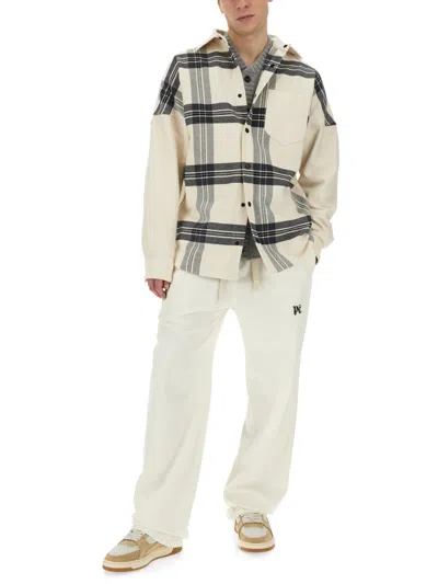 Palm Angels Oversized Check Overshirt For Men In Gray