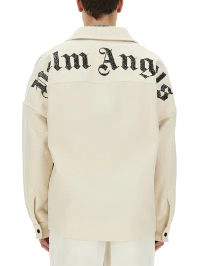 Palm Angels Oversized Check Overshirt For Men In Gray