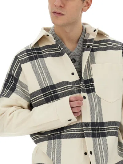 Palm Angels Oversized Check Overshirt For Men In Gray