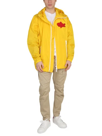 Dsquared2 Jacket With Logo Patch In Yellow