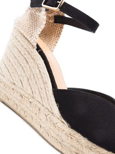 Castañer Castaner Bianca Raffia Wedge Espadrilles In Black