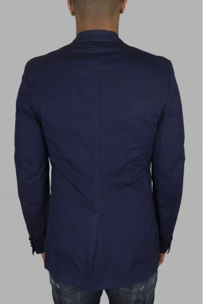 Prada Buttoned Cotton Jacket In Blue