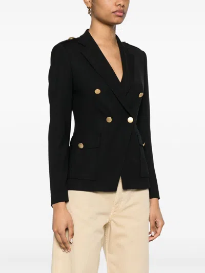 Tagliatore Wool Double-breasted Jacket Featuring Back Vent In Black