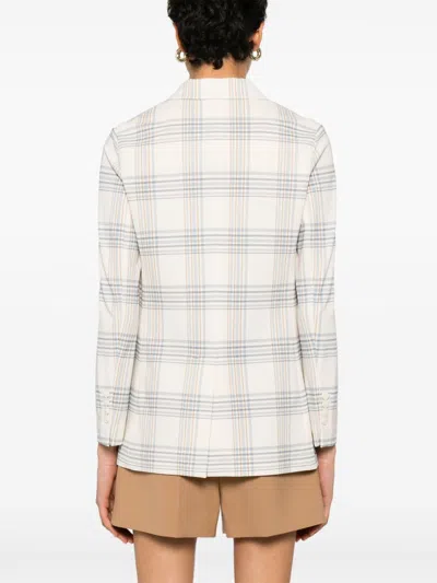 Circolo 1901 Check Pattern Double-breasted Cotton Jacket In White