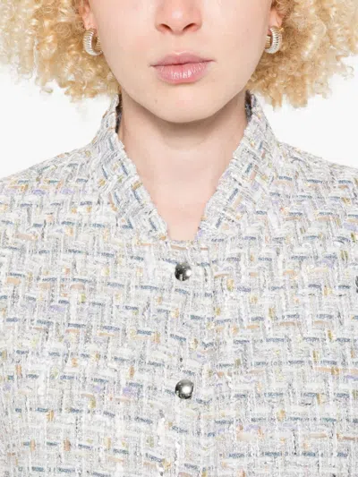 Iro Noemy Tweed Texture Cotton Jacket With Welt Pockets In Gray