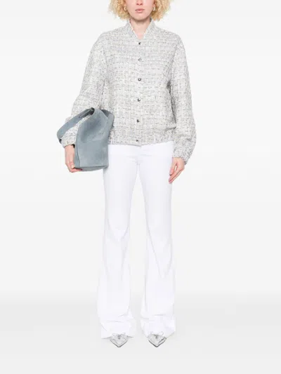 Iro Noemy Tweed Texture Cotton Jacket With Welt Pockets In Gray