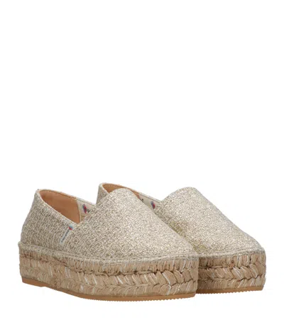 Espadrilles Flat Shoes Silver In Nude