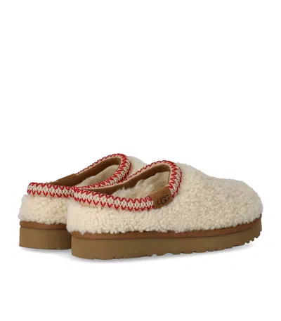 Ugg Tasman Maxi Curly 1158356-nat Slippers Womens Beige Sheepskin Slip On Gug183 In White