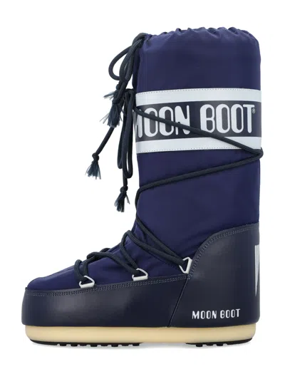 Moon Boot Navy Blue Nylon And Synthetic Leather Icon Boots In Blue