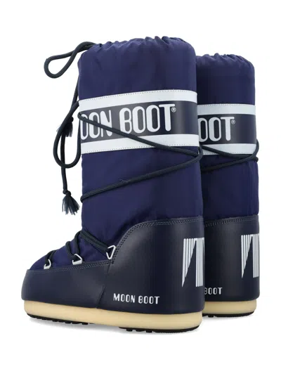 Moon Boot Navy Blue Nylon And Synthetic Leather Icon Boots In Blue