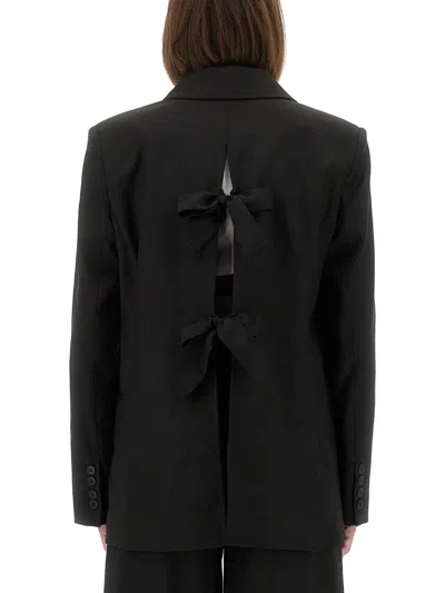 The Garment Relaxed Fit Ribbon Blazer With Unique Back Bow Detail In Black