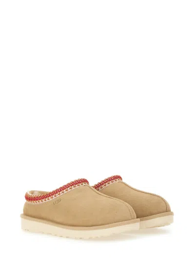 Ugg Tasman Suede Slippers With Shearling Lining In White