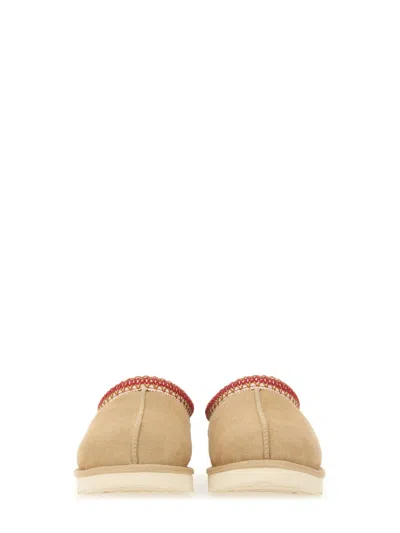 Ugg Tasman Suede Slippers With Shearling Lining In White