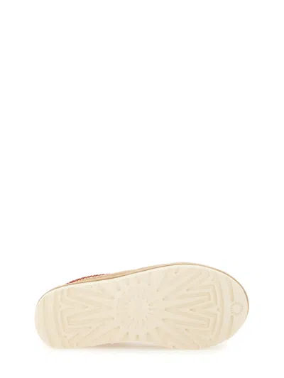 Ugg Tasman Suede Slippers With Shearling Lining In White
