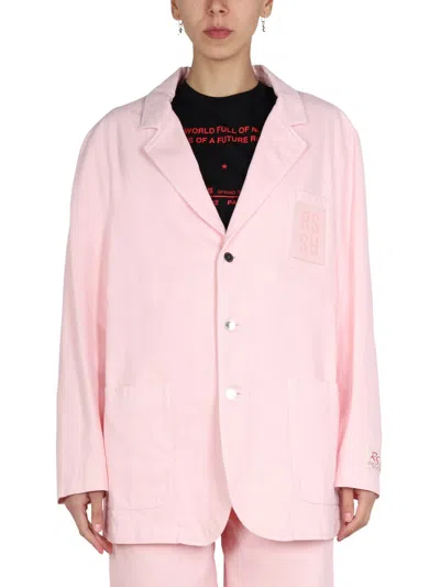 Raf Simons Relaxed Oversized Jacket With Notched Lapels In Pink