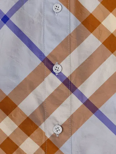 Burberry Mini Check Pattern Silk T-shirt For Boys In Blue