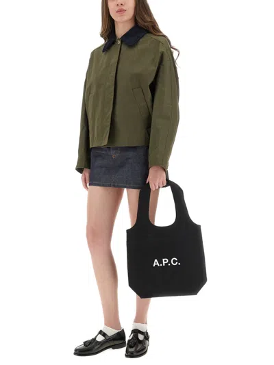 A.p.c. Cropped Boxy Jacket With Button-up Front In Green
