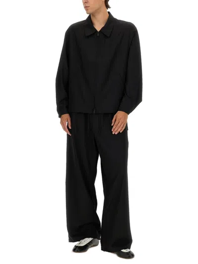 Y-3 Wool Jacket Collared Design Front Pockets In Black