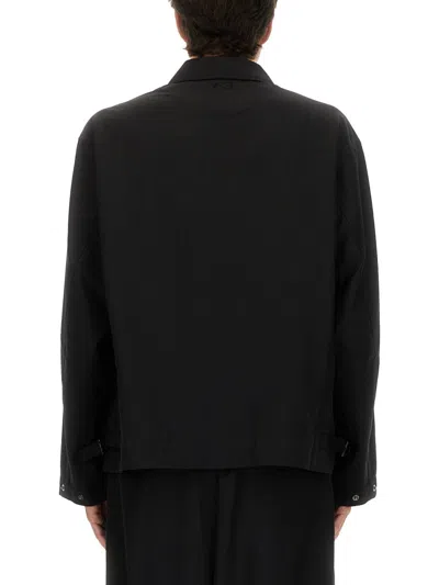 Y-3 Wool Jacket Collared Design Front Pockets In Black