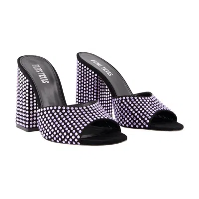 Paris Texas Black And Violet Leather Mules In Multi