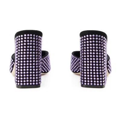 Paris Texas Black And Violet Leather Mules In Multi