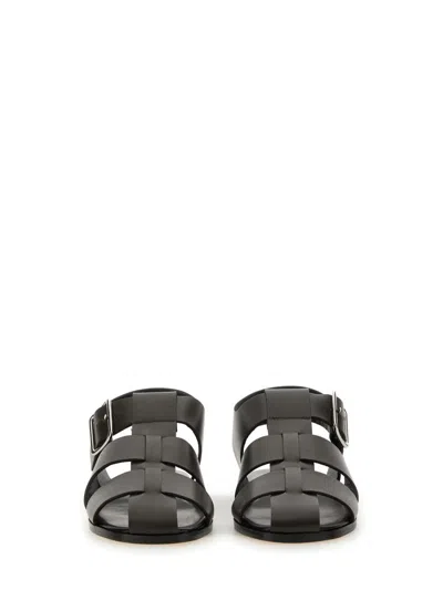 Aeyde Buckle Fastened Cut Out Sandals In Dark Brown