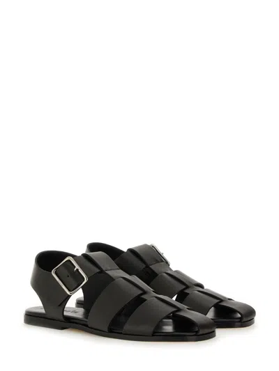 Aeyde Buckle Fastened Cut Out Sandals In Black