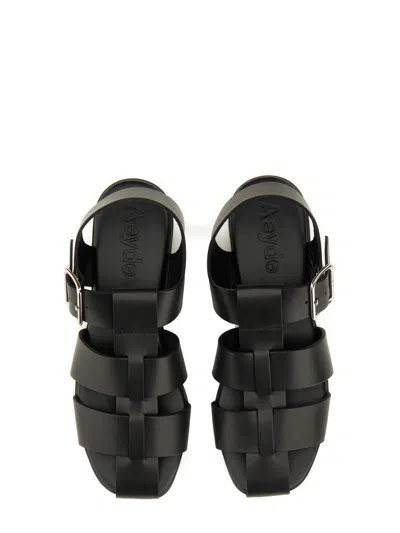 Aeyde Buckle Fastened Cut Out Sandals In Black