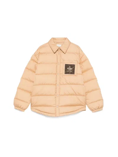 Fendi Down Jacket New Nylon In Neutral