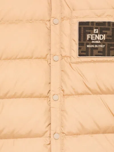 Fendi Down Jacket New Nylon In Neutral
