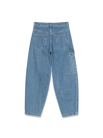 Fendi Washed Denim Pants In Blue