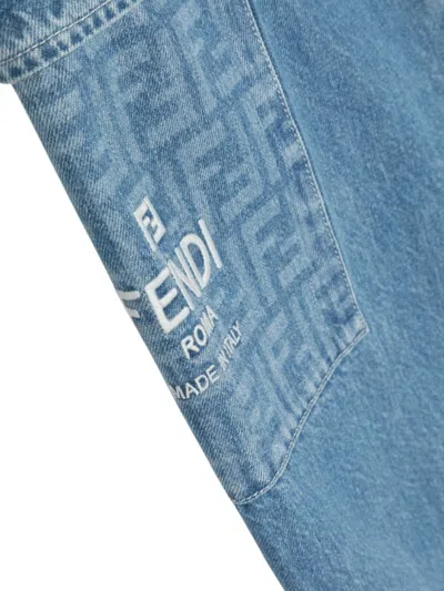 Fendi Washed Denim Pants In Blue