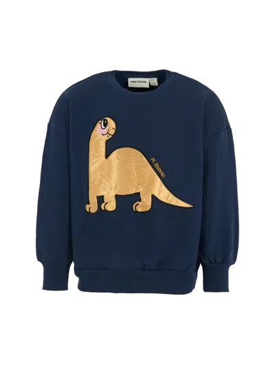 Mini Rodini Dino Application Blue Sweatshirt In Blue