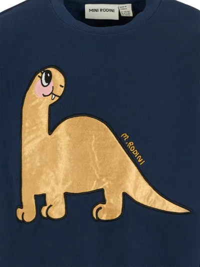 Mini Rodini Dino Application Blue Sweatshirt In Blue