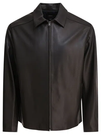 Vince Collared Long Sleeves Smooth Finish Jackets In Black