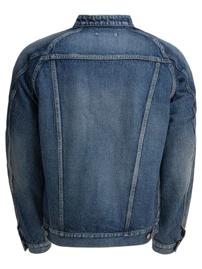 Nonnative Button-up Denim Jacket With Zigzag Placket In Blue