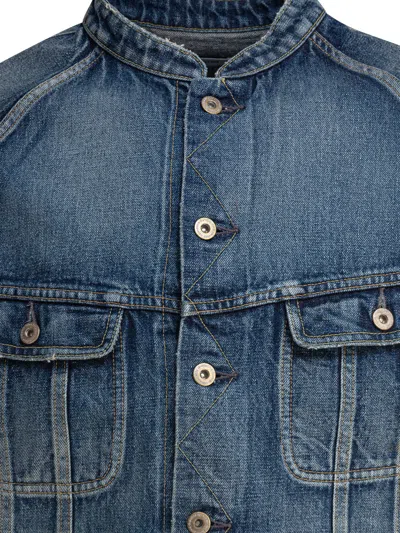 Nonnative Button-up Denim Jacket With Zigzag Placket In Blue